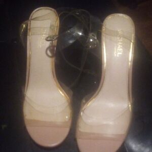Michael Kors Tan and Clear Heels